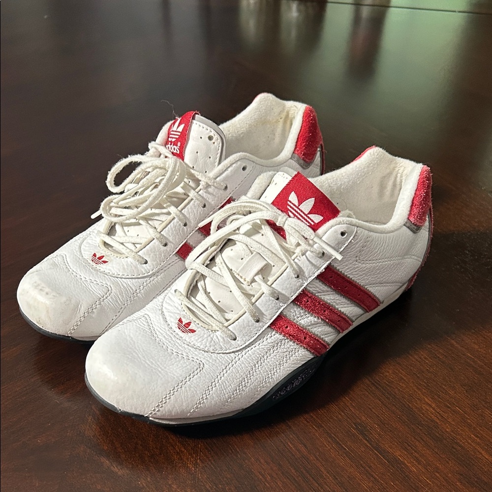 Adidas Kids White and Red Striped Sneakers